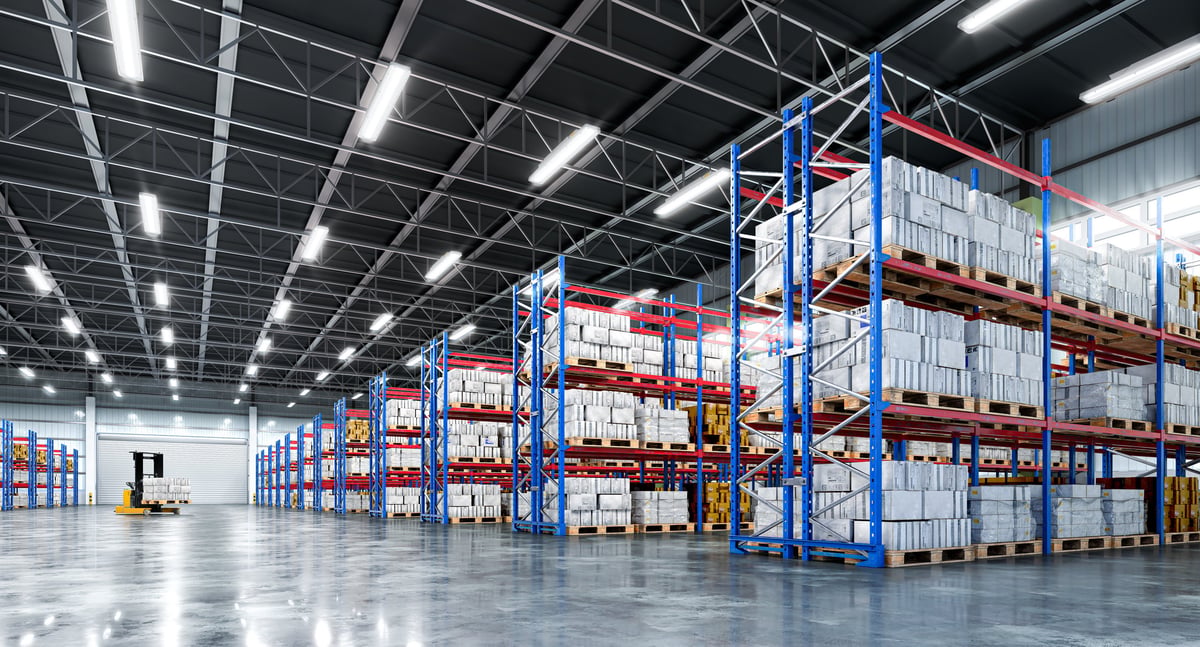 Interior of a warehouse. 3d illustration